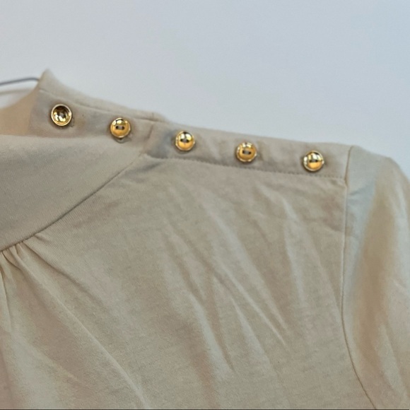 Lilly Pulitzer Tops - Lilly Pulitzer Cream Mock Turtleneck with Gold Button Detail Size Large